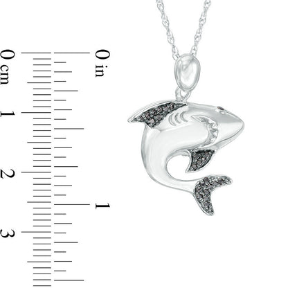 0.13 CT. T.W. Enhanced Black Natural Diamond Shark Pendant in Sterling Silver