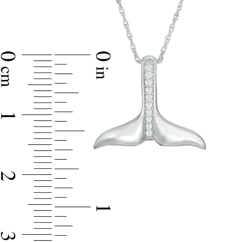 Natural Diamond Accent Whale Tail Pendant in Sterling Silver