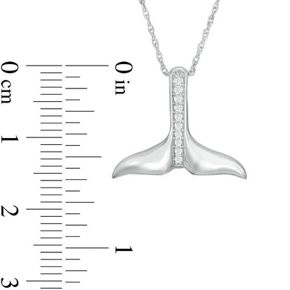 Natural Diamond Accent Whale Tail Pendant in Sterling Silver