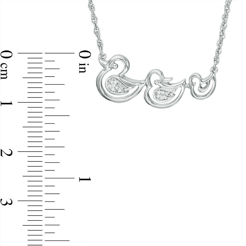 Natural Diamond Accent Duck Family Necklace in Sterling Silver - 17"