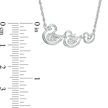 Natural Diamond Accent Duck Family Necklace in Sterling Silver - 17"