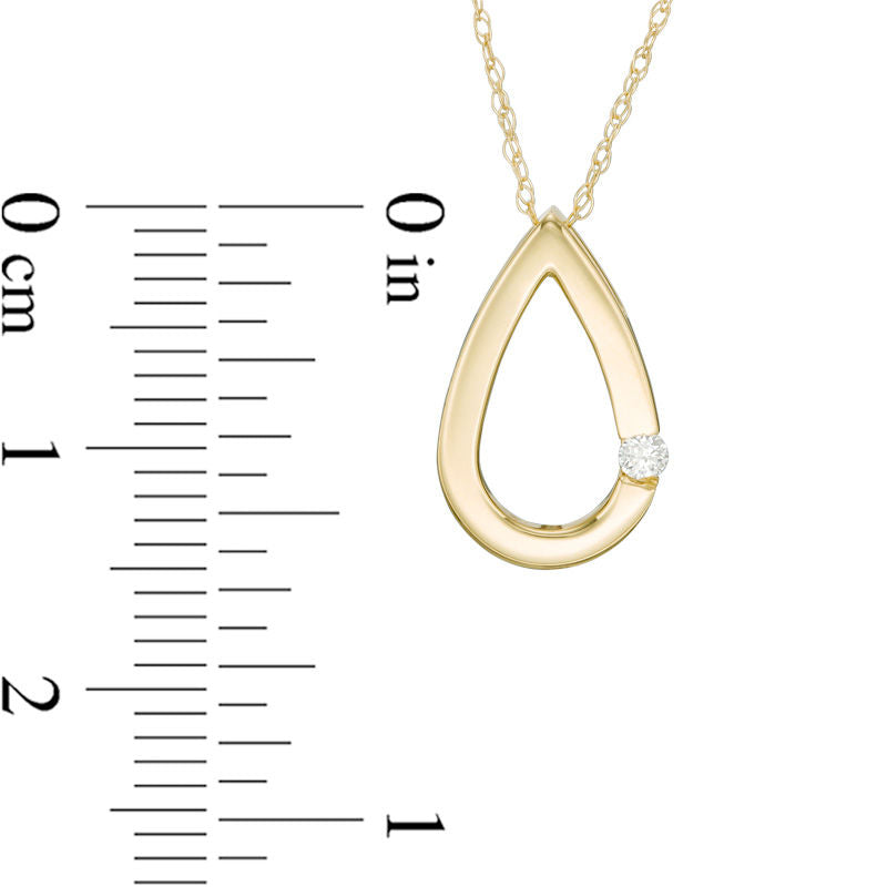 Natural Clarity Enhanced Accent Solitaire Teardrop Pendant in 10K Yellow Gold