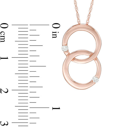 Natural Diamond Accent Double Interlocking Circles Pendant in 10K Rose Gold