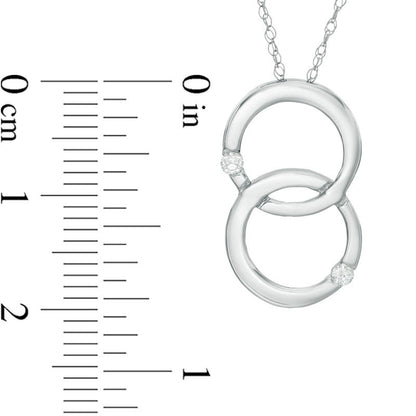 Natural Diamond Accent Double Interlocking Circles Pendant in 10K White Gold