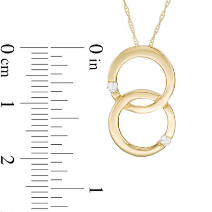 Natural Diamond Accent Double Interlocking Circles Pendant in 10K Yellow Gold