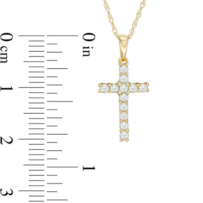 0.25 CT. T.W. Natural Diamond Cross Pendant in 10K Yellow Gold
