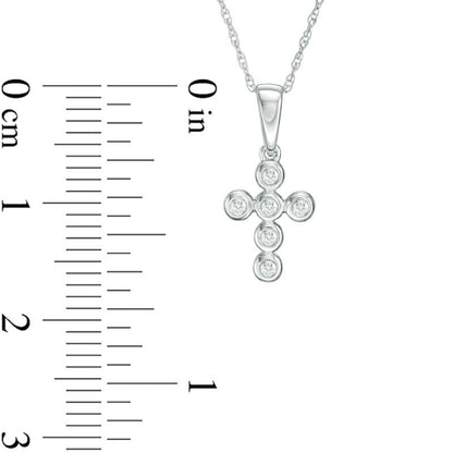 Natural Diamond Accent Six Stone Cross Pendant in 10K White Gold