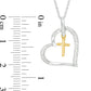 0.05 CT. T.W. Natural Diamond Cross Dangle Heart Pendant in Sterling Silver with 10K Yellow Gold