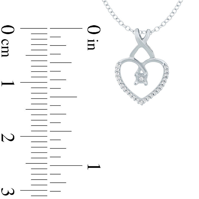 Natural Diamond Accent Twist Heart Pendant in 10K White Gold
