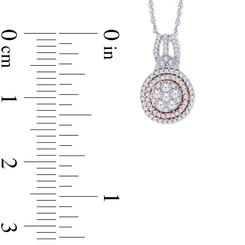 0.2 CT. T.W. Composite Natural Diamond Double Frame Pendant in 10K Two-Tone Gold