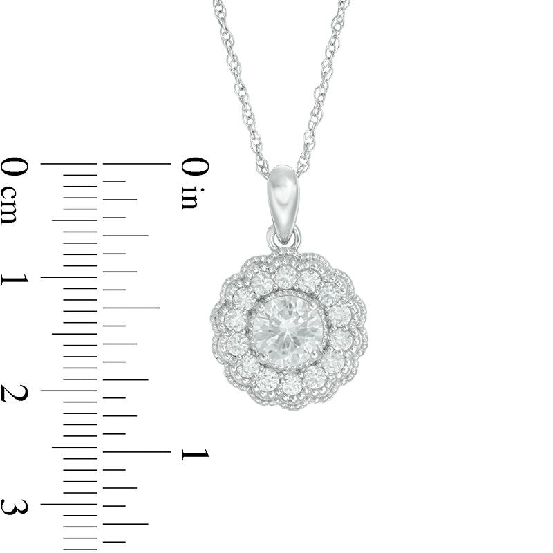 6.0mm Lab-Created White Sapphire Flower Pendant in Sterling Silver