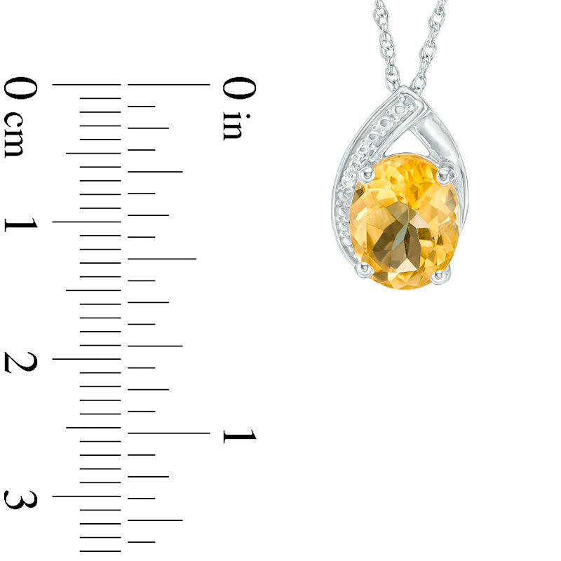 Oval Citrine and Lab-Created White Sapphire Teardrop Pendant in Sterling Silver