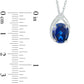 Oval Lab-Created Blue and White Sapphire Teardrop Pendant in Sterling Silver