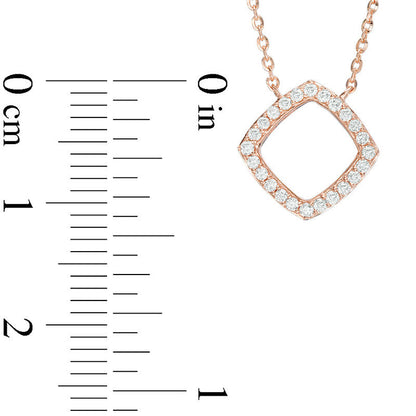 0.17 CT. T.W. Natural Diamond Cushion Outline Necklace in 14K Rose Gold