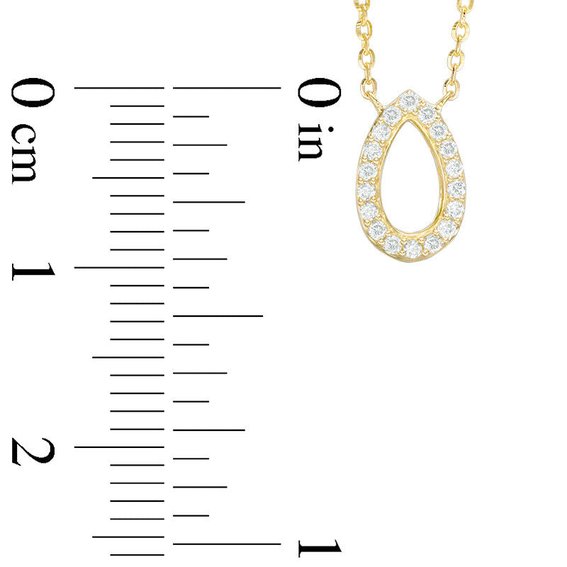 0.1 CT. T.W. Natural Diamond Teardrop Outline Necklace in 14K Gold