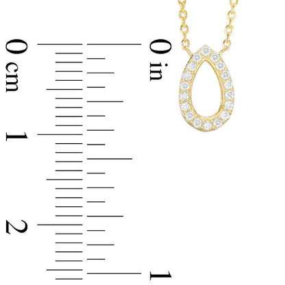 0.1 CT. T.W. Natural Diamond Teardrop Outline Necklace in 14K Gold