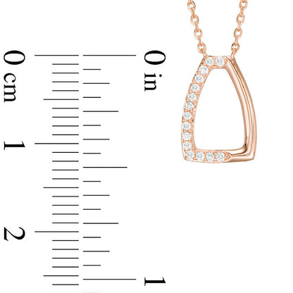 Natural Diamond Accent Tapered Rectangle Outline Necklace in 14K Rose Gold