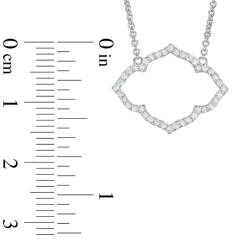0.2 CT. T.W. Natural Diamond Lotus Outline Necklace in 14K White Gold