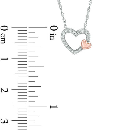 Natural Diamond Accent Double Heart Pendant in 10K Two-Tone Gold