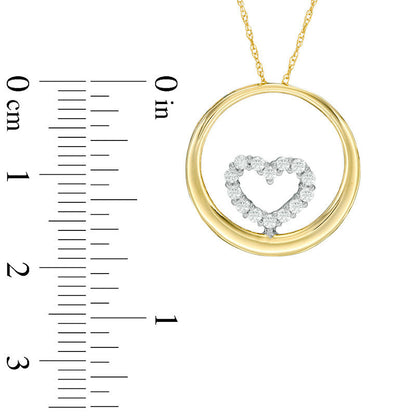 0.2 CT. T.W. Natural Diamond Heart in Circle Pendant in 10K Two-Tone Gold