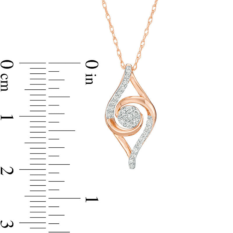 0.17 CT. T.W. Composite Natural Diamond Swirl Marquise Pendant in 10K Rose Gold