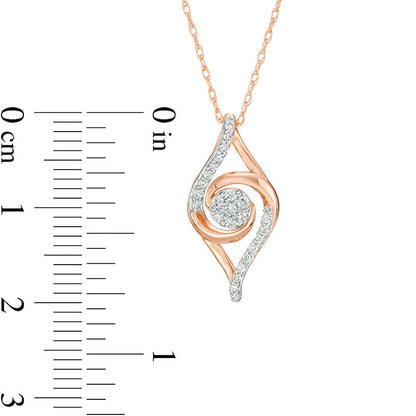 0.17 CT. T.W. Composite Natural Diamond Swirl Marquise Pendant in 10K Rose Gold
