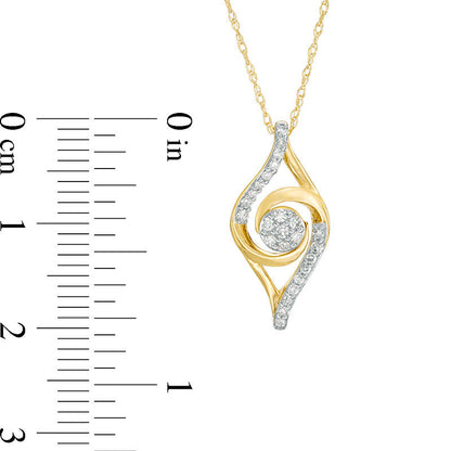0.17 CT. T.W. Composite Natural Diamond Swirl Marquise Pendant in 10K Yellow Gold