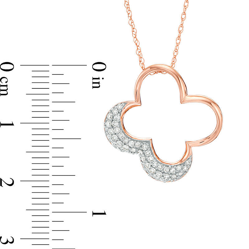 0.25 CT. T.W. Natural Diamond Open Clover Pendant in 10K Rose Gold