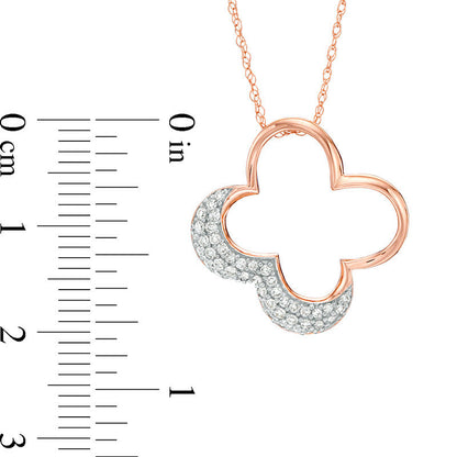 0.25 CT. T.W. Natural Diamond Open Clover Pendant in 10K Rose Gold