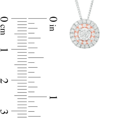 0.25 CT. T.W. Natural Diamond Double Frame Pendant in Sterling Silver and 10K Rose Gold