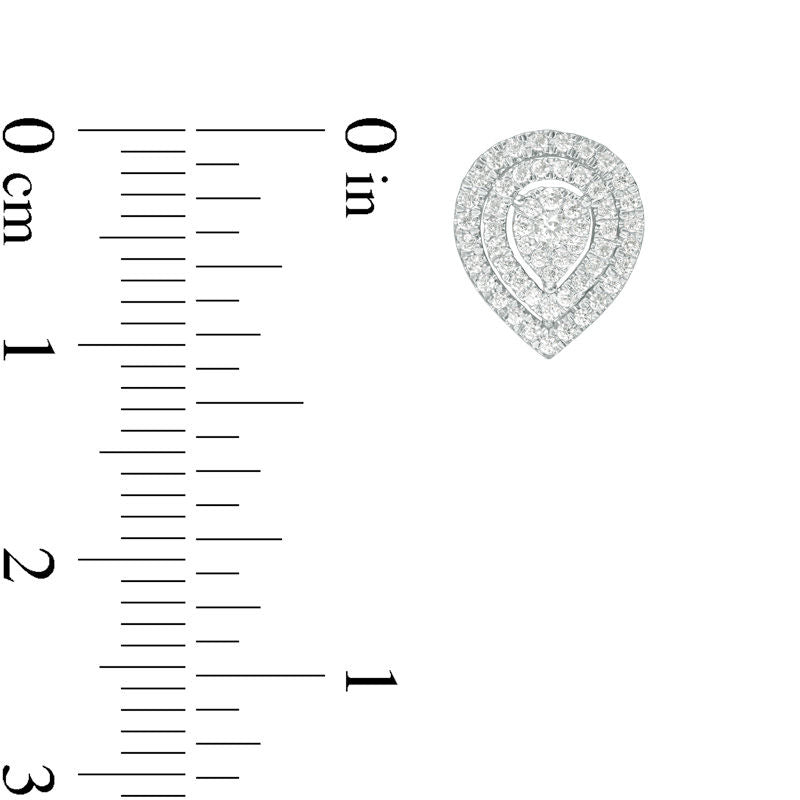 0.33 CT. T.W. Diamond Triple Teardrop Frame Stud Earrings in 10K White Gold