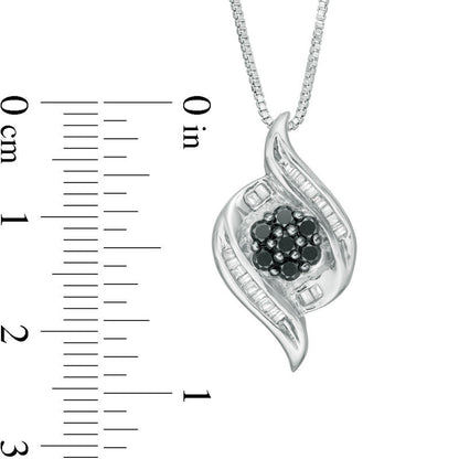 0.5 CT. T.W. Enhanced Black and White Composite Natural Diamond Flame Pendant in Sterling Silver