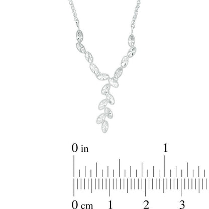 Natural Diamond-Cut Oval Antique Vintage-Style Vine Necklace in 10K White Gold - 17"