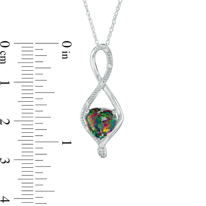 8.0mm Heart-Shaped Mystic Fire® Topaz and Natural Diamond Accent Infinity Pendant in 10K White Gold