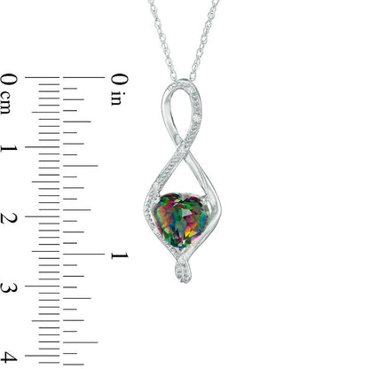 8.0mm Heart-Shaped Mystic Fire® Topaz and Natural Diamond Accent Infinity Pendant in 10K White Gold