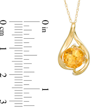 8.0mm Citrine Teardrop Pendant in 10K Yellow Gold