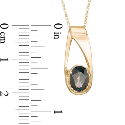Oval Smoky Quartz Pendant in 10K Yellow Gold
