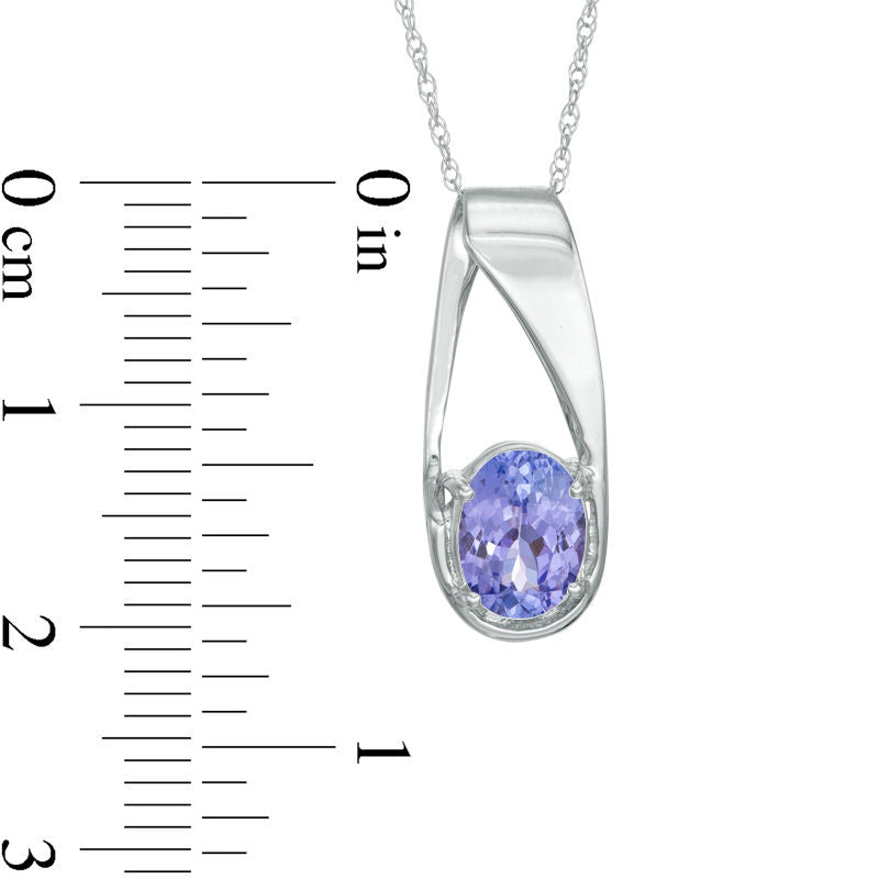 Oval Tanzanite Pendant in 10K White Gold