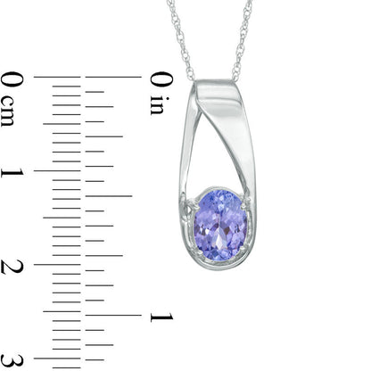 Oval Tanzanite Pendant in 10K White Gold