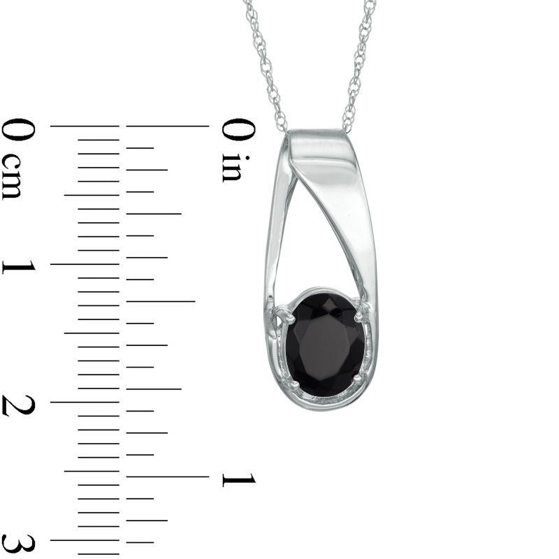 Oval Onyx Pendant in 10K White Gold