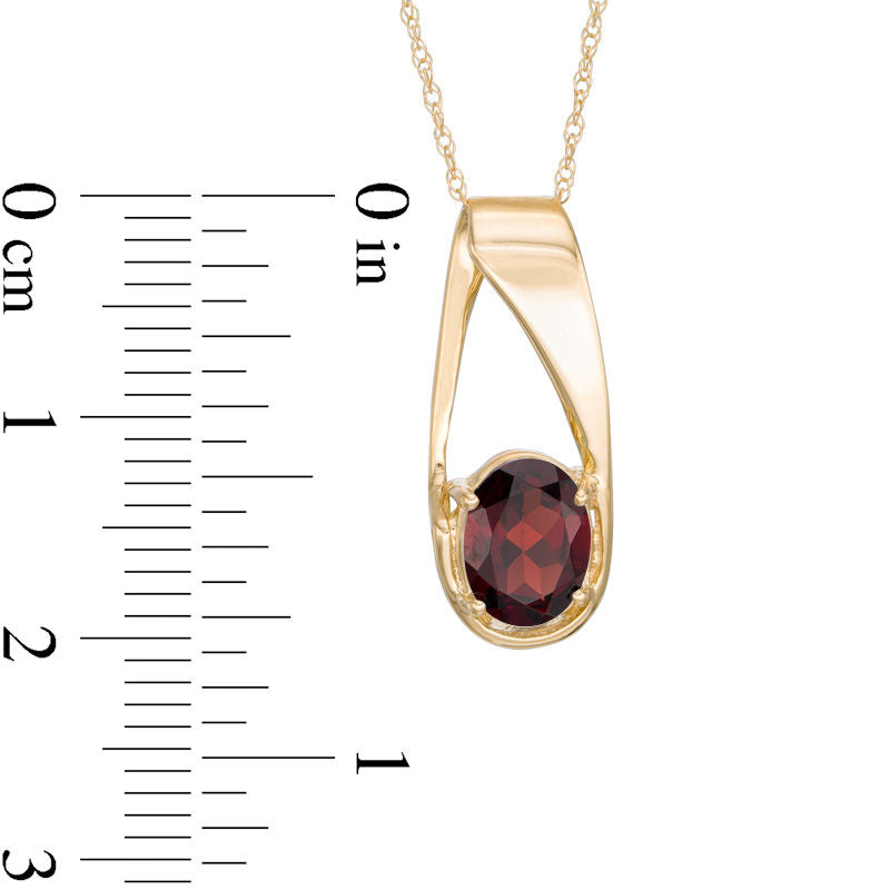 Oval Garnet Pendant in 10K Yellow Gold