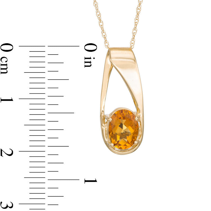 Oval Citrine Pendant in 10K Yellow Gold