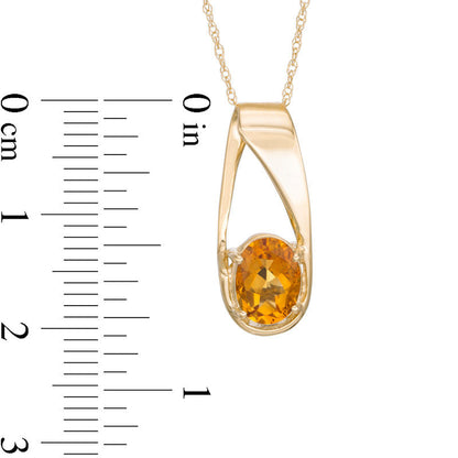 Oval Citrine Pendant in 10K Yellow Gold