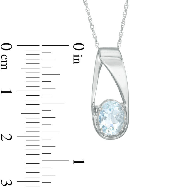 Oval Aquamarine Pendant in 10K White Gold
