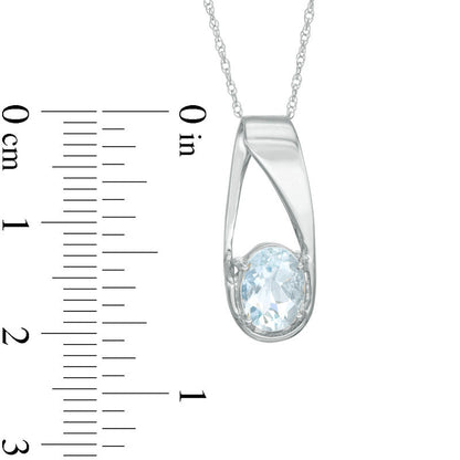 Oval Aquamarine Pendant in 10K White Gold