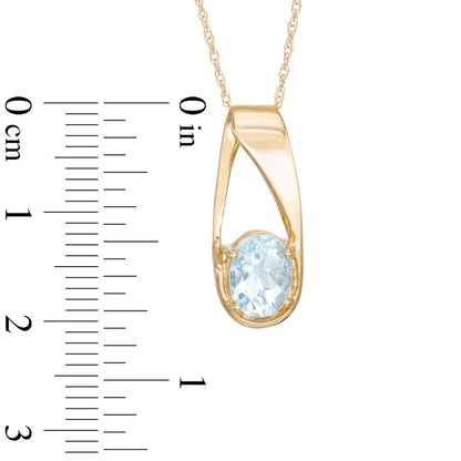 Oval Aquamarine Pendant in 10K Yellow Gold