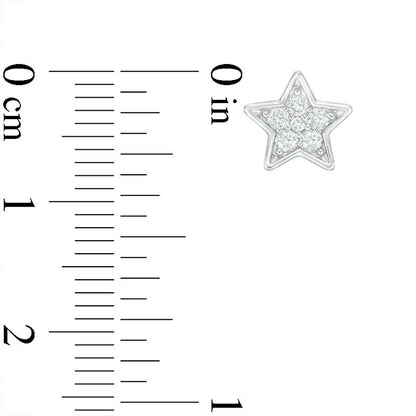 0.13 CT. T.W. Diamond Star Stud Earrings in 10K White Gold