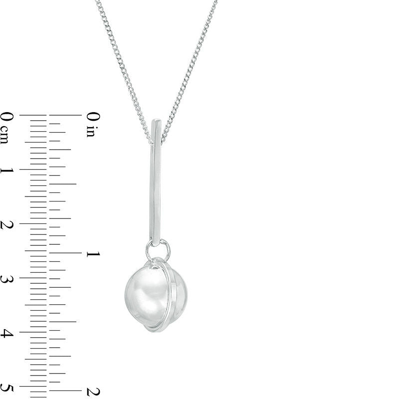 Linear Bar and Ball Pendant in Sterling Silver