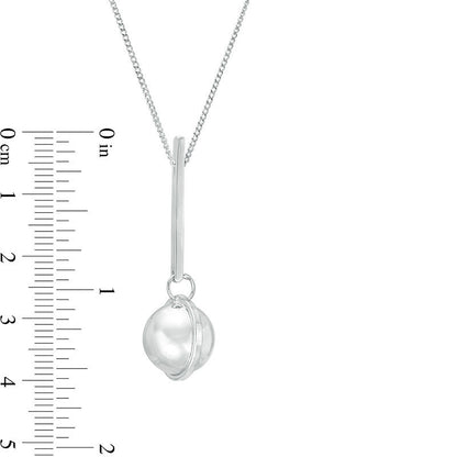 Linear Bar and Ball Pendant in Sterling Silver