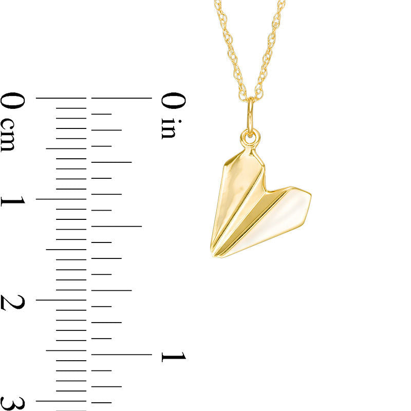 Origami Paper Plane Pendant in 14K Gold